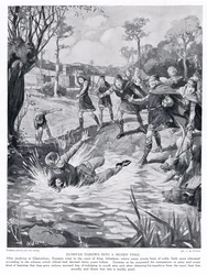 Dunstan gettato in uno stagno fangoso, anni 1920